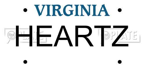 HEARTZ Virginia License Plate