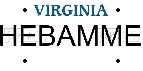 HEBAMME Virginia License Plate