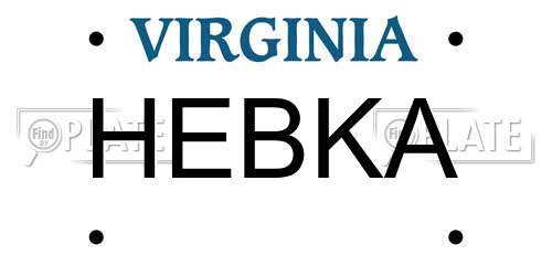 HEBKA Virginia License Plate