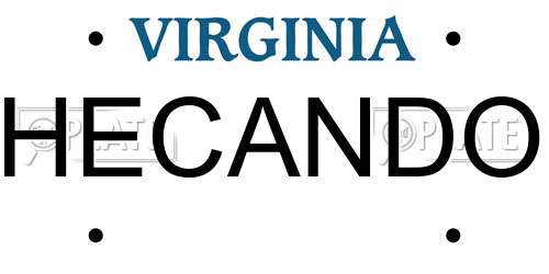 HECANDO Virginia License Plate
