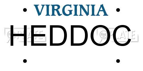 HEDDOC Virginia License Plate