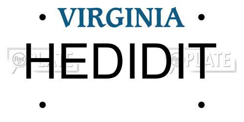 HEDIDIT Virginia License Plate