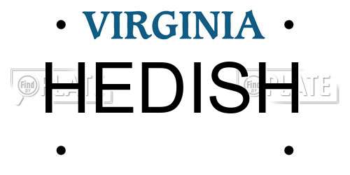 HEDISH Virginia License Plate