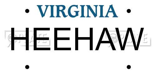 HEEHAW Virginia License Plate