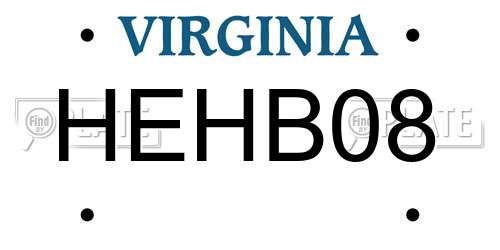 HEHB08 Virginia License Plate