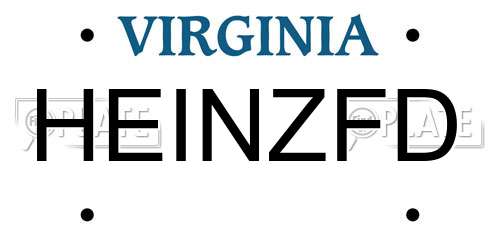 HEINZFD Virginia License Plate