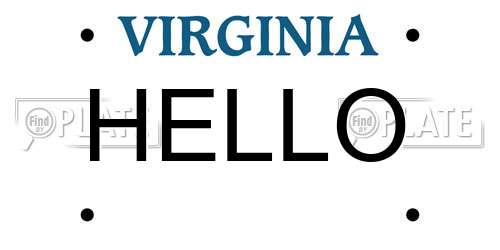 HELLO Virginia License Plate