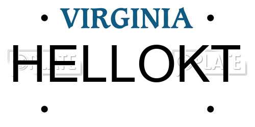 HELLOKT Virginia License Plate
