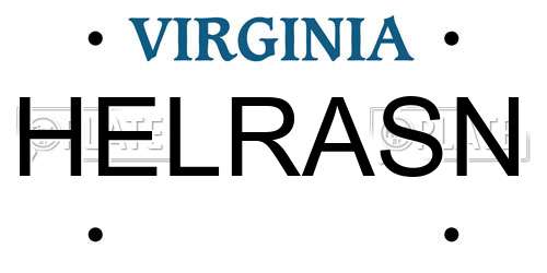 HELRASN Virginia License Plate