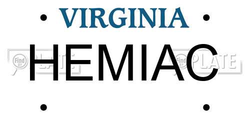 HEMIAC Virginia License Plate