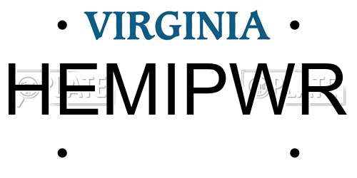 HEMIPWR Virginia License Plate
