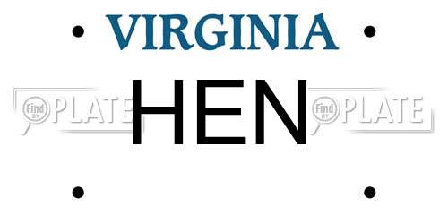 HEN Virginia License Plate