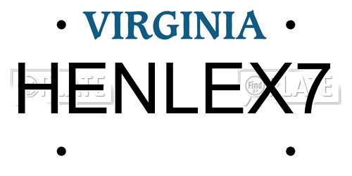 HENLEX7 Virginia License Plate