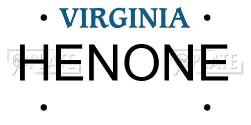 HENONE Virginia License Plate