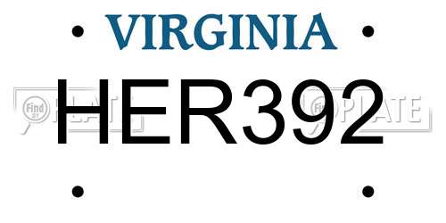 HER392 Virginia License Plate