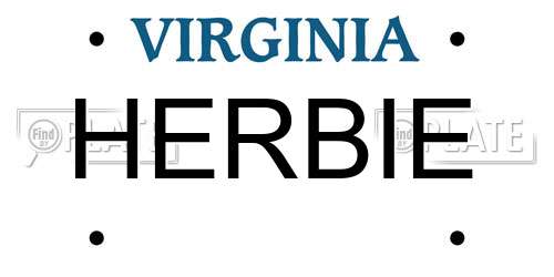 HERBIE Virginia License Plate