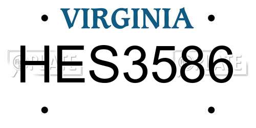 HES3586 Virginia License Plate