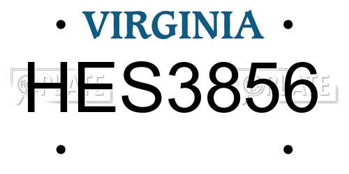 HES3856 Virginia License Plate