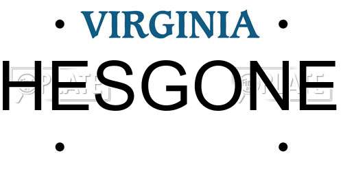 HESGONE Virginia License Plate