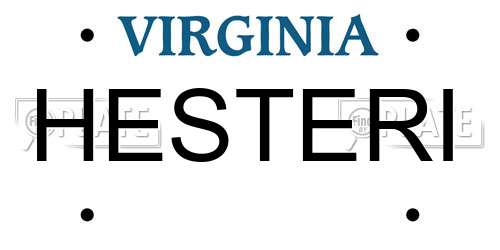 HESTERI Virginia License Plate
