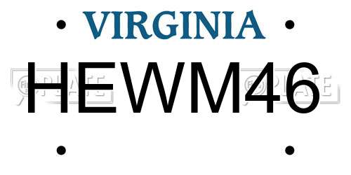 HEWM46 Virginia License Plate
