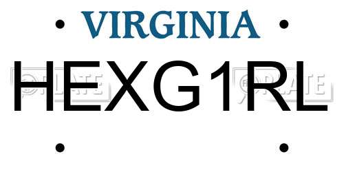 HEXG1RL Virginia License Plate