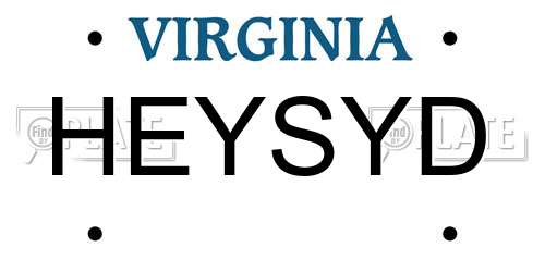 HEYSYD Virginia License Plate