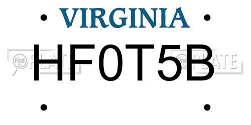 HF0T5B Virginia License Plate