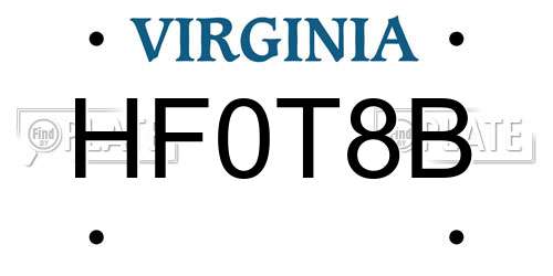 HF0T8B Virginia License Plate