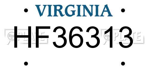 HF36313 Virginia License Plate