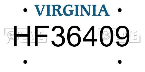 HF36409 Virginia License Plate