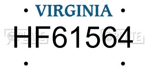 HF61564 Virginia License Plate