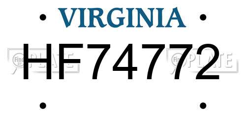 HF74772 Virginia License Plate