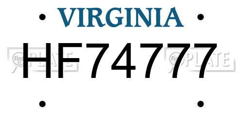 HF74777 Virginia License Plate