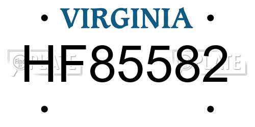 HF85582 Virginia License Plate