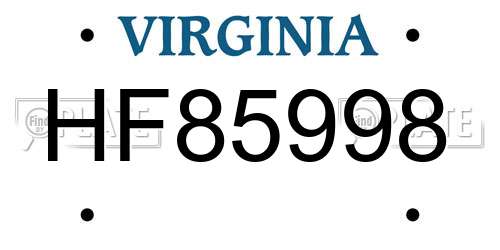 HF85998 Virginia License Plate