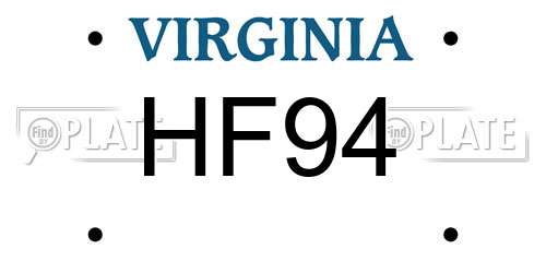 HF94 Virginia License Plate