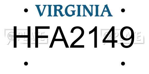 HFA2149 Virginia License Plate