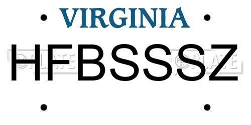 HFBSSSZ Virginia License Plate
