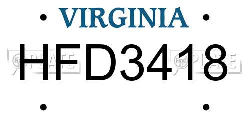 HFD3418 Virginia License Plate