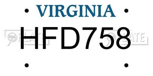 HFD758 Virginia License Plate