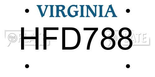 HFD788 Virginia License Plate