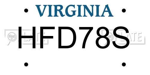 HFD78S Virginia License Plate