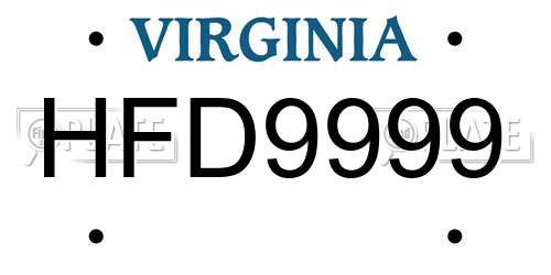 HFD9999 Virginia License Plate