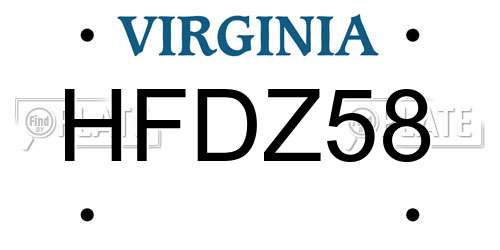 HFDZ58 Virginia License Plate