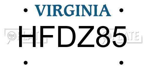HFDZ85 Virginia License Plate