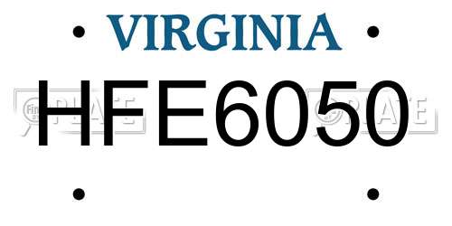 HFE6050 Virginia License Plate