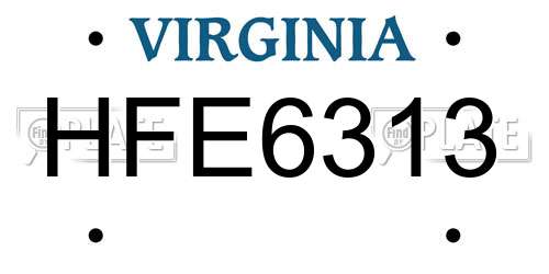 HFE6313 Virginia License Plate