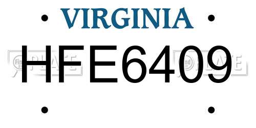 HFE6409 Virginia License Plate