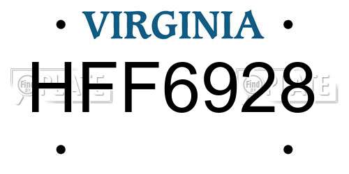 HFF6928 Virginia License Plate
